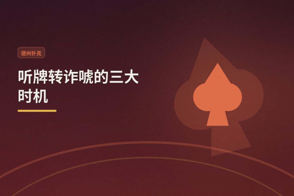 听牌转诈唬的三大时机：德州牛仔怎么打更稳？